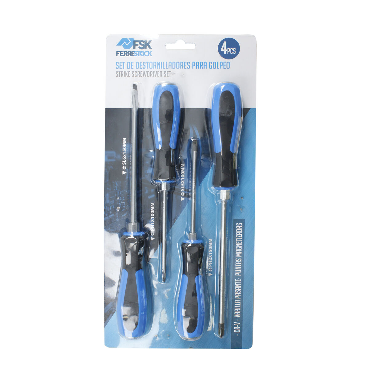 Conjunto de Chaves de Fendas Ferrestock 4 Peças